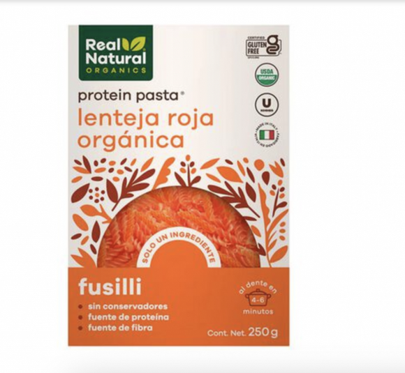 FUSILLI REAL NAT LENTEJA ROJA ORG 250G