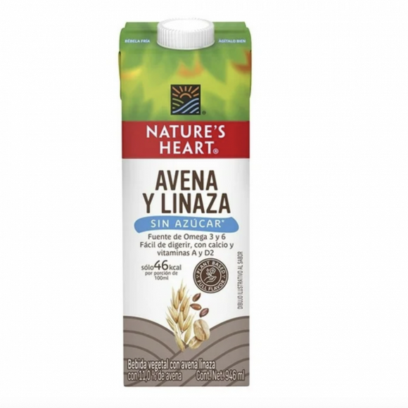 LECHE DE AVENA Y LINAZA 946 ML. NATURES HEART