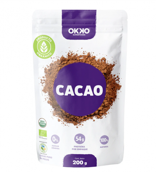 CACAO EN POLVO PURO ORGANICO 200G OKKO